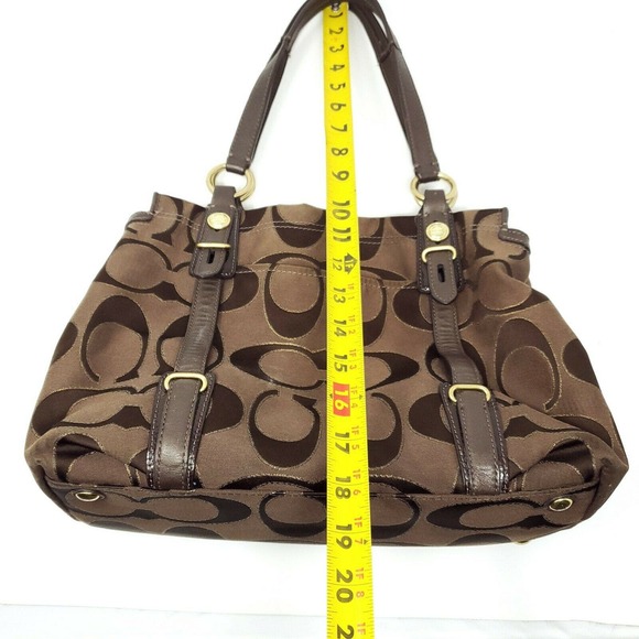 Coach Mia Handbag Signature Jacquard Sateen Satchel Bag Purse Brown Style 15402 - Picture 5 of 11